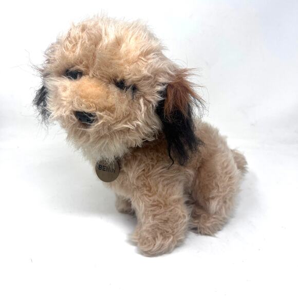 Dakin Benji Dog Plush Tan 10" Shaggy Puppy Terrier Metal Tag Collar VTG 1978 - Picture 1 of 9